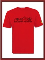 Ferrari T-Shirt with car outline - Red