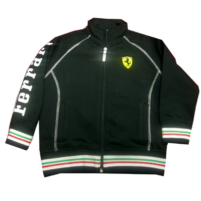 FP8031 Ferrari Kids Black Zip Sweatshirt - Detailed View