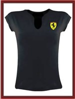 Ferrari Ladies V-Neck Skinny Top - Black