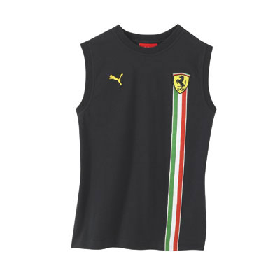 FR7121 Puma Ferrari Black Sleeveless Tee - Front View