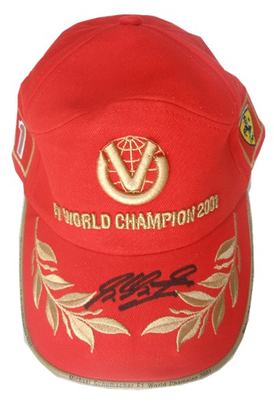 Michael Schumacher signed 2001 World Champion cap - Front View
