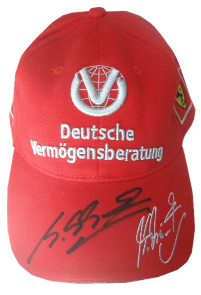 Michael Schumacher signed 2002 DVAG Platinum Cap - Front View