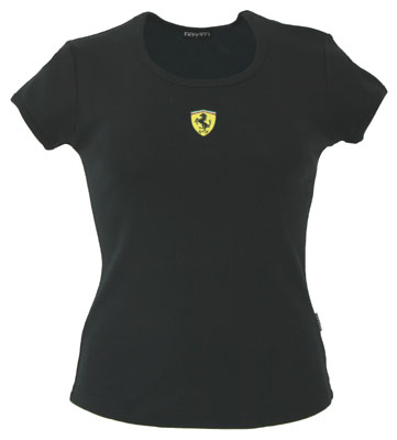SFB2306 Black Ferrari Ladies Scudetto Skinny Rib Top - Detailed View