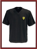 Ferrari V-Neck Shield Shirt - Black