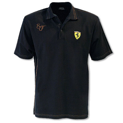 SFB5607 Ferrari Gold Stitch Shield Polo Shirt - Front View