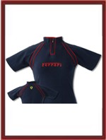Ferrari Ladies Zip Neck Top - Navy