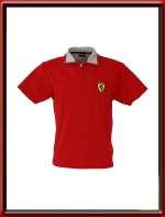 Ferrari Contrast Hem Zip Polo Shirt - Red