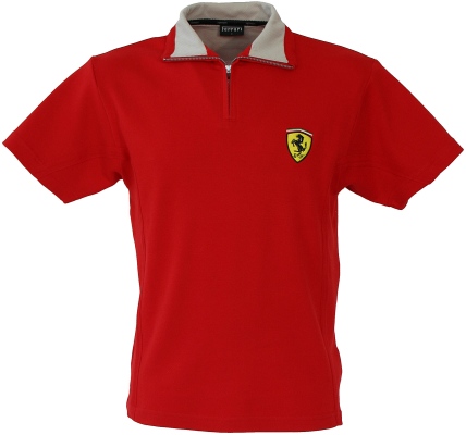 SFR5578 Ferrari Contrast Hem Zip Polo Shirt - Front View