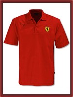 Ferrari Gold Stitch Shield Polo Shirt - Red