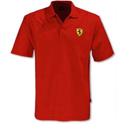 SFR5607 Ferrari Gold Stitch Shield Polo Shirt - Front View