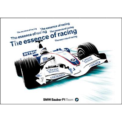 SU8915 BMW Sauber F1 Car Team Flag - Detailed View