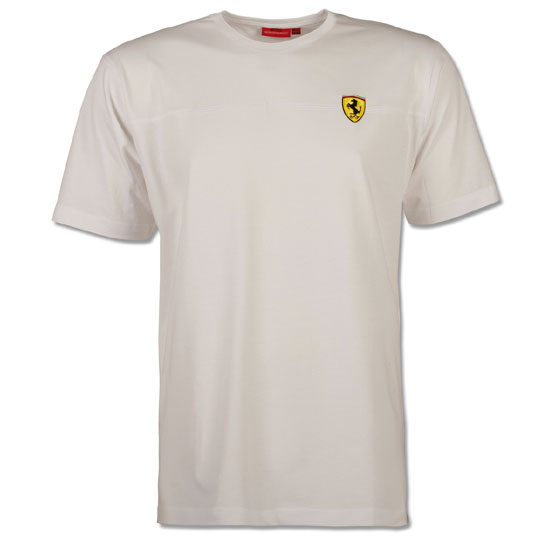 FP0113 Ferrari shield t-shirt with chest stripe - white