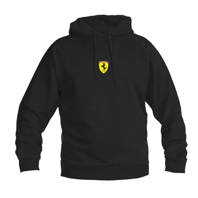 FP8314 Ferrari Black Hooded Sweatshirt - Detailed View