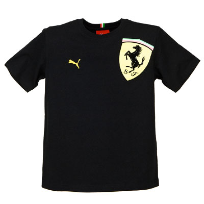 FR8015 Infants Puma Ferrari Black Graphic T-Shirt - Front View