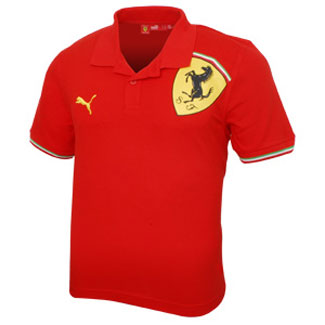 FR8214 Puma Ferrari Red Graphic Polo Shirt - Front View