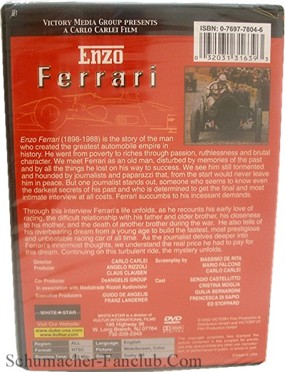 The Enzo Ferrari Story DVD - Back View