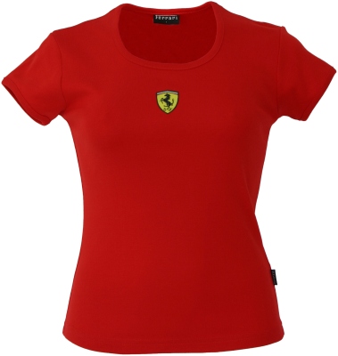 SFR2306 Red Ferrari Ladies Scudetto Skinny Rib Top - Front View