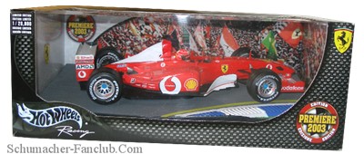 B7071 Hot Wheels Michael Schumacher 2003 F1 Melbourne Launch Edition - Front Box View