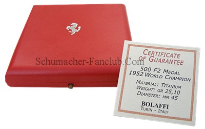 Ferrari 500 F2 Titanium Medal - Case View