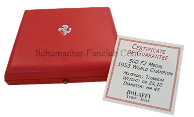 Ferrari 500 F2 Titanium Medal - Case View