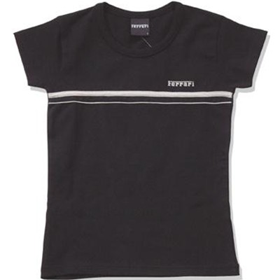 SF270 Black Ferrari Ladies Chest Stripe Skinny Top - Detailed View
