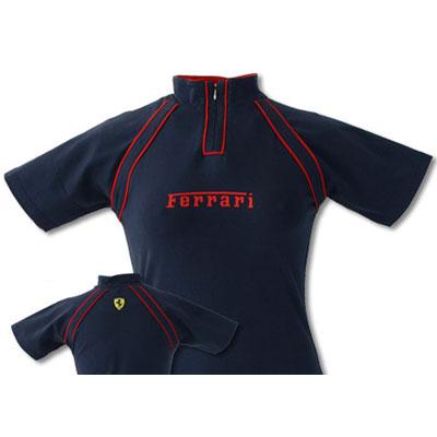 SFN2520 Navy Ferrari Ladies Zip Neck Top - Detailed View