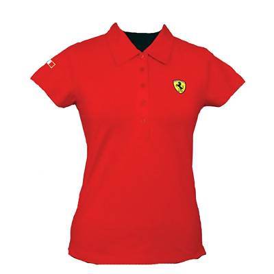 SFR2312 Red Ferrari Ladies Shield Polo Shirt - Detailed View