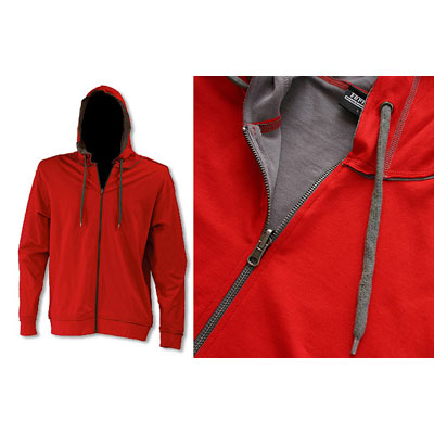 SFR6737 Ferrari Reversible Red/Gray Hooded Sweat Shirt - Detailed View