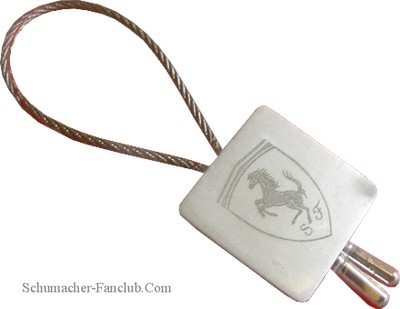 SFX8921 Ferrari Metal Wire Etched Logo Keychain - Front View